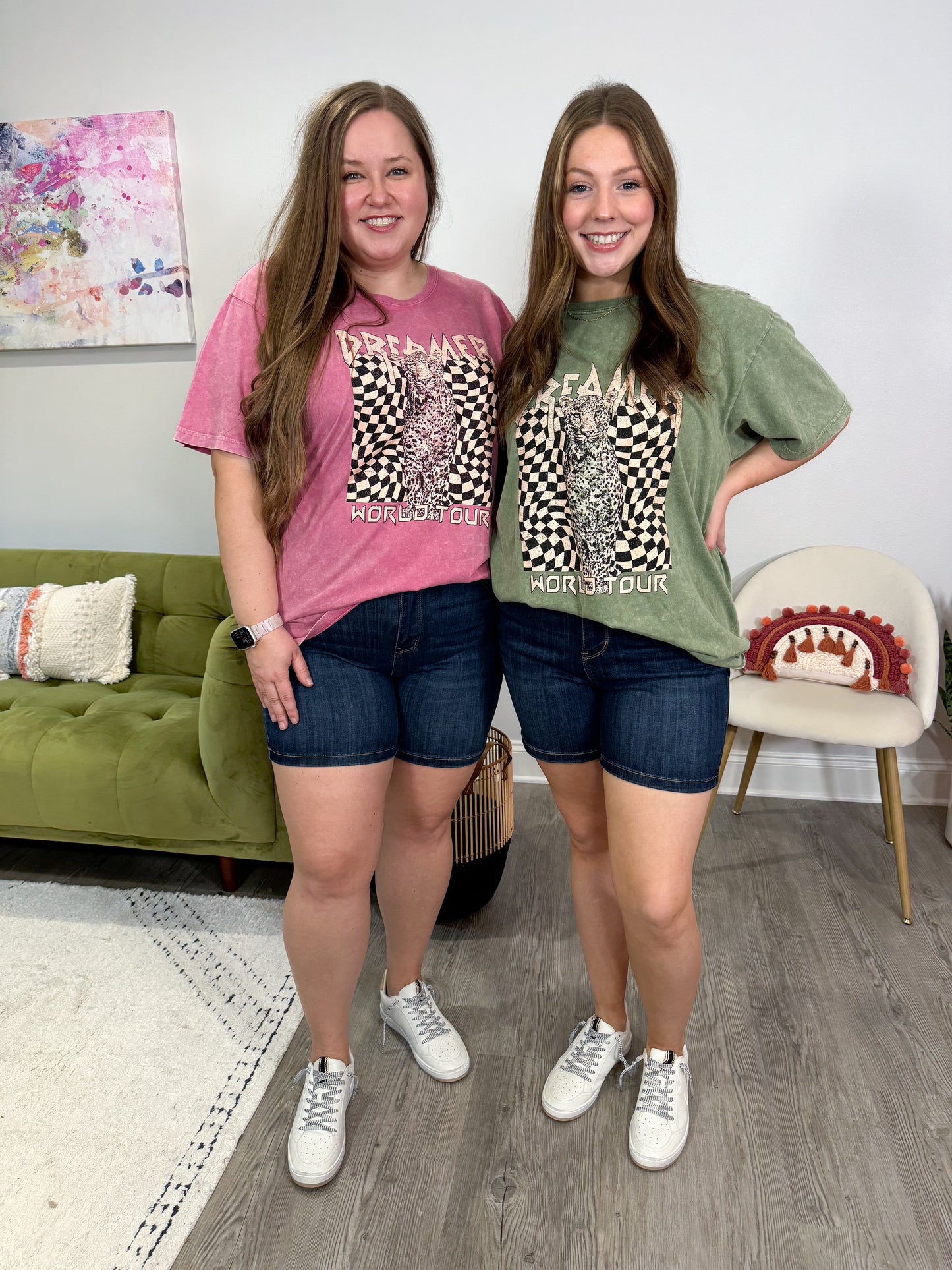 Judy Blue American Honey Elastic Waist Mid Shorts