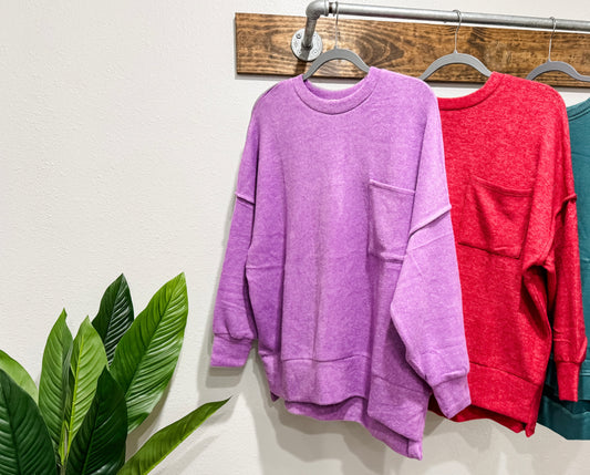 CURVY/REG DOORBUSTER Cozy Melange Pullover || Choose Color