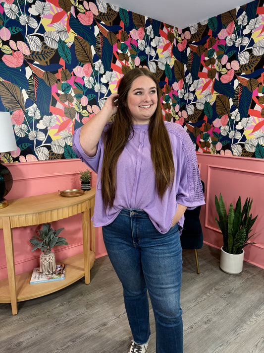 CURVY/REG Lilac Crochet Top