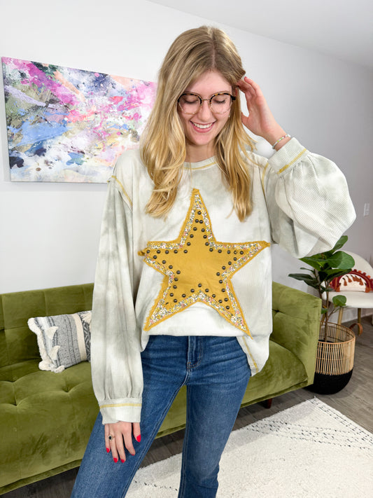 POL Mineral Wash Star Pullover