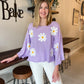 Lavender Retro Daisy Sweater