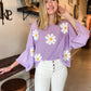 Lavender Retro Daisy Sweater