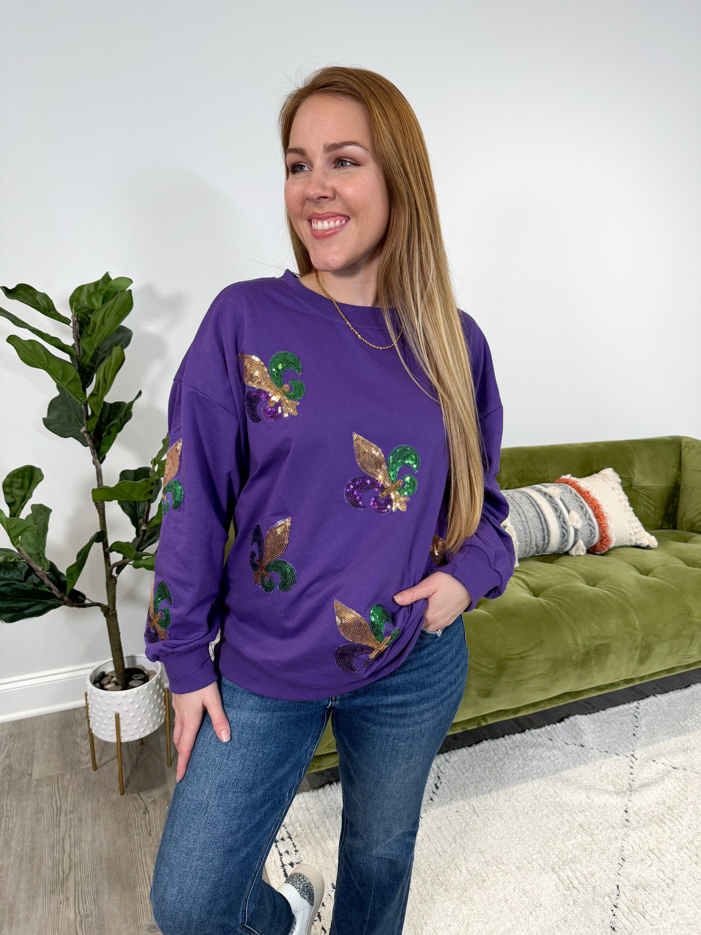 Mardi Gras Sequin Pullover