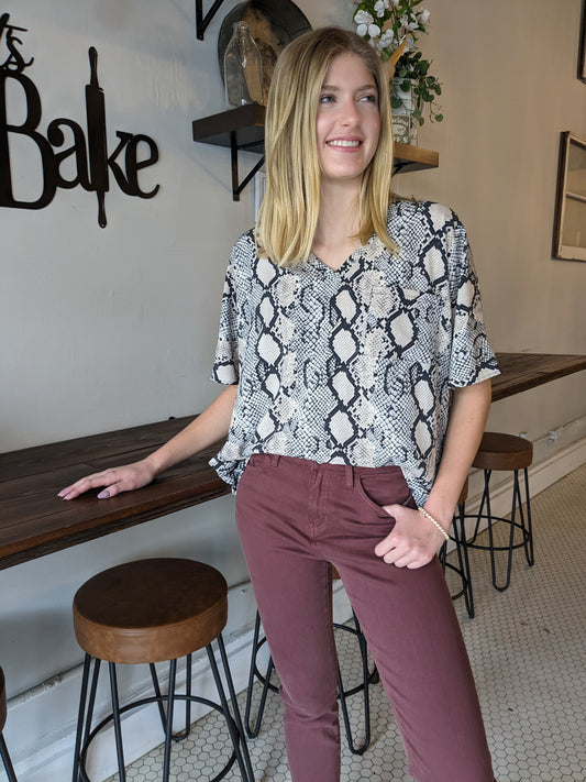 Chasity Snakeskin Blouse