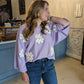 Lavender Retro Daisy Sweater