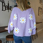 Lavender Retro Daisy Sweater