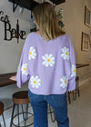 Lavender Retro Daisy Sweater