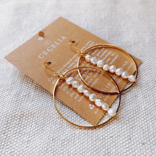 Hepburn Pearl Drop Hoops