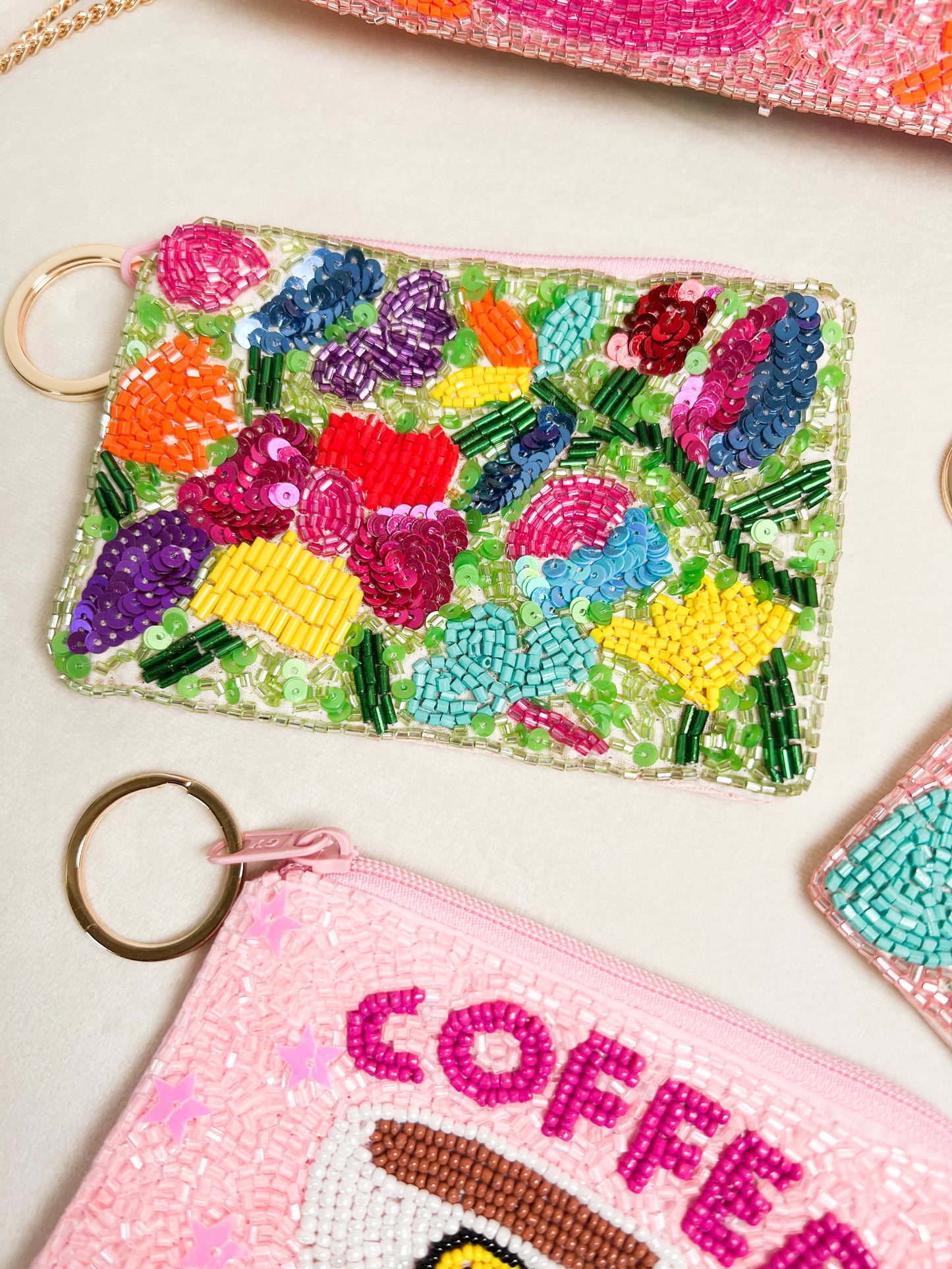 Beaded Coin Keychain Pouch || Choose Style