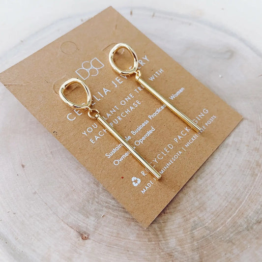 Round Organic Bar Drop Earring