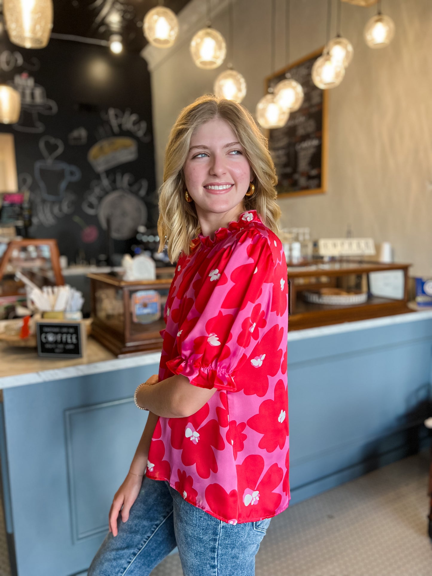 CURVY/REG Poppy Punch Retro Blouse