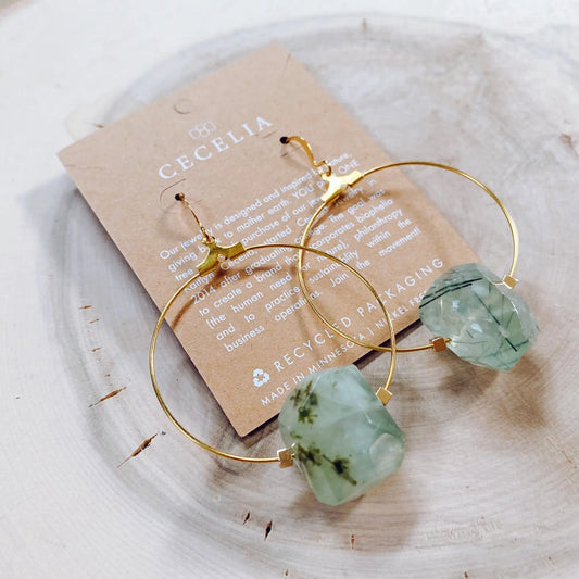 Gemstone Rock Hoops || Choose Style