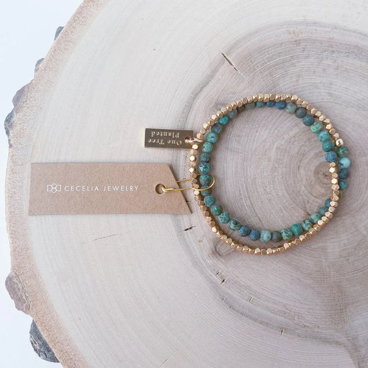 Gemstone Double Wrap Bracelet || Choose Color