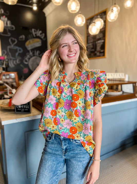 CURVY/REG Retro Daisy Blouse