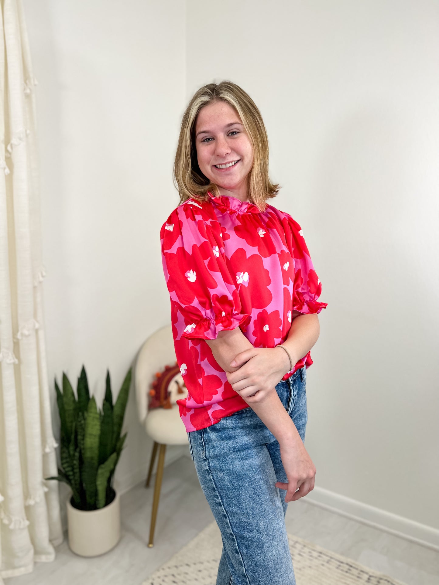 CURVY/REG Poppy Punch Retro Blouse