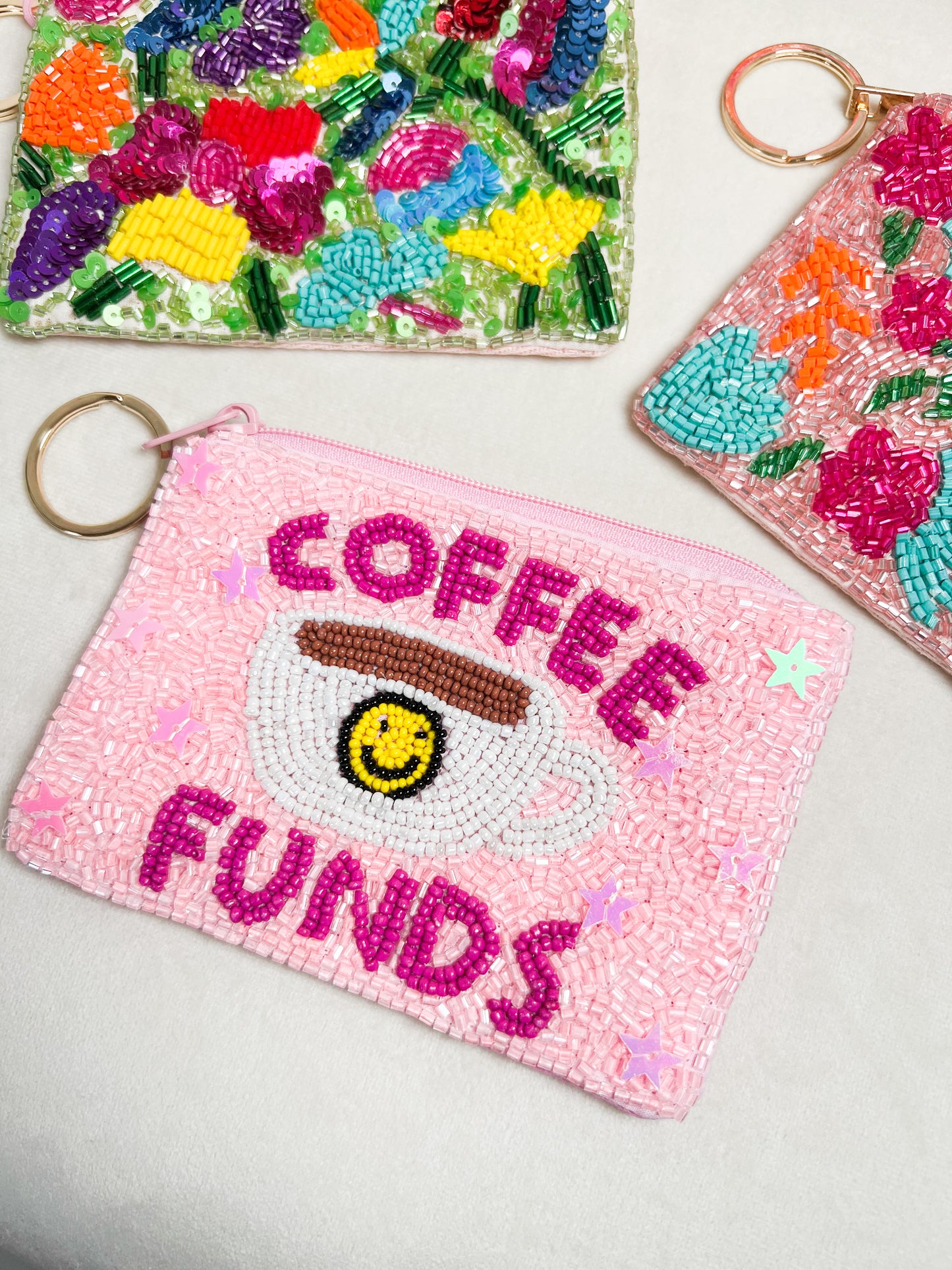 Beaded Coin Keychain Pouch || Choose Style