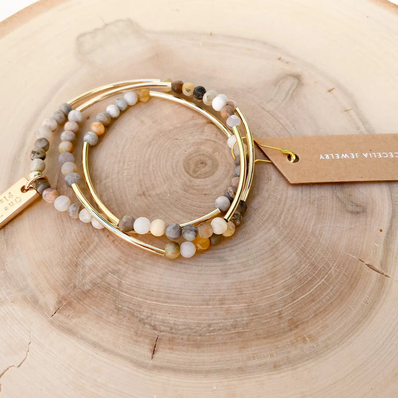 Gemstone Triple Wrap Bracelet || Choose Style