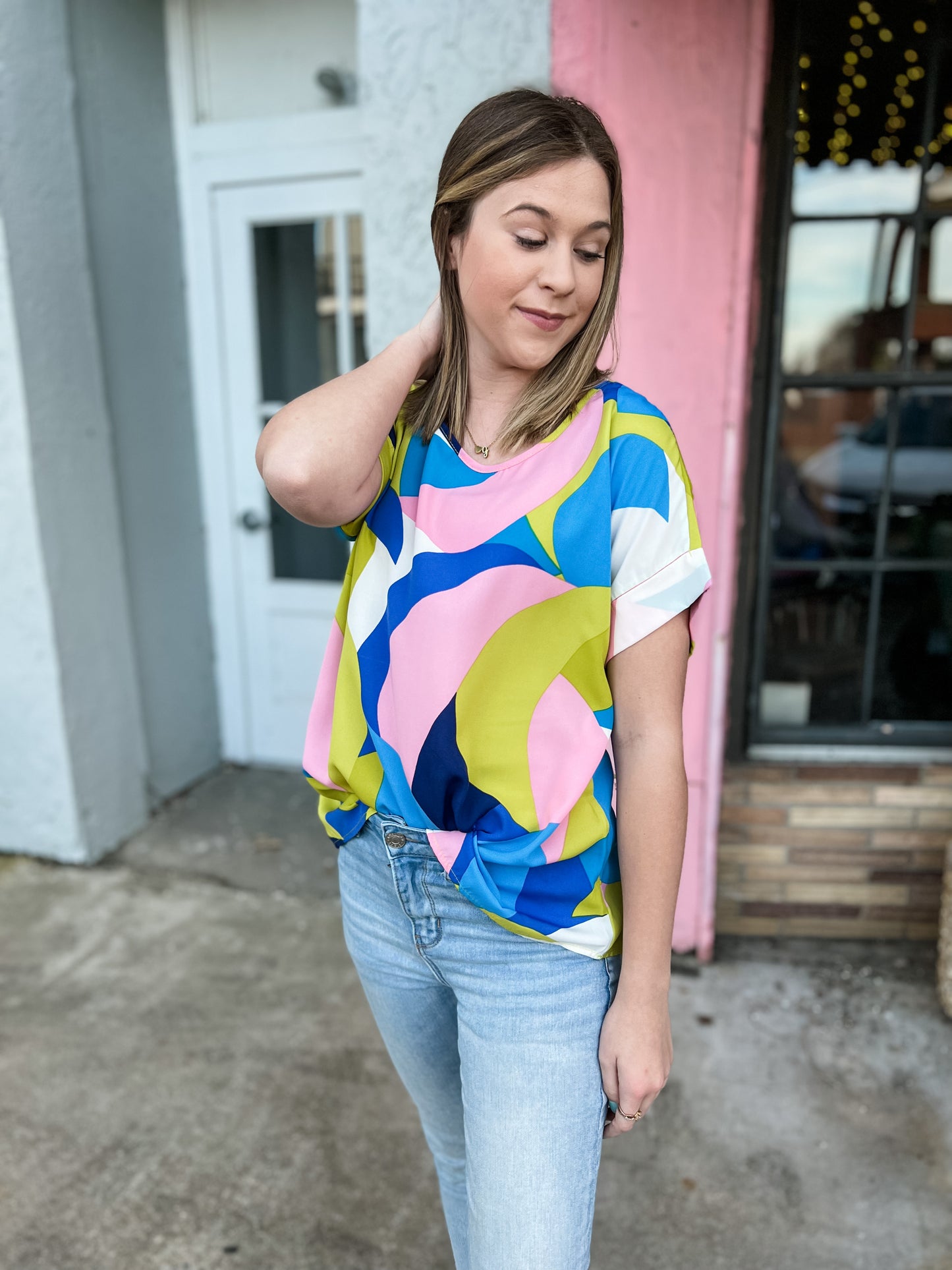 CURVY/REG Mariah Abstract Blouse || Choose Color