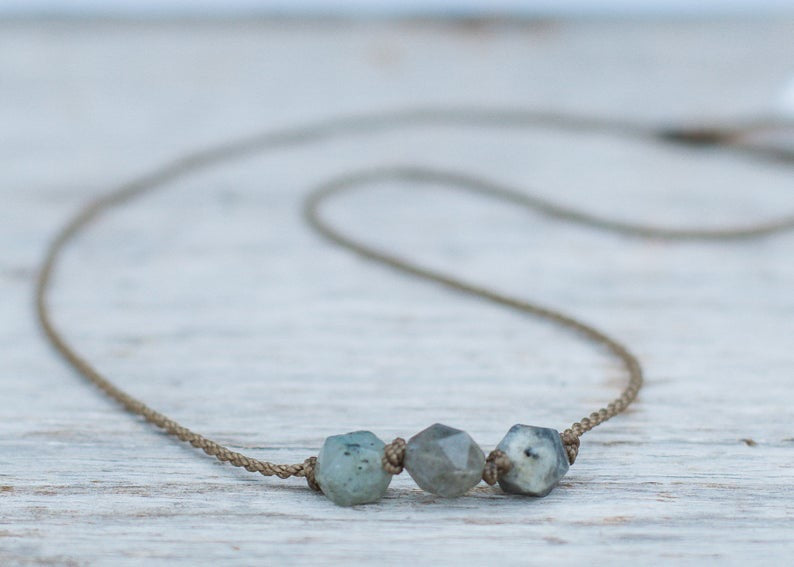 Labradorite Starcut Triple Knotted Necklace