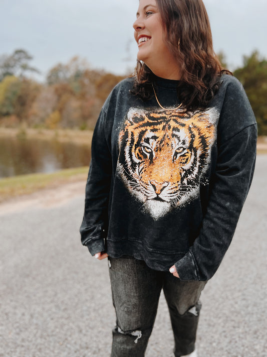 Vintage Mineral Wash Tiger Pullover