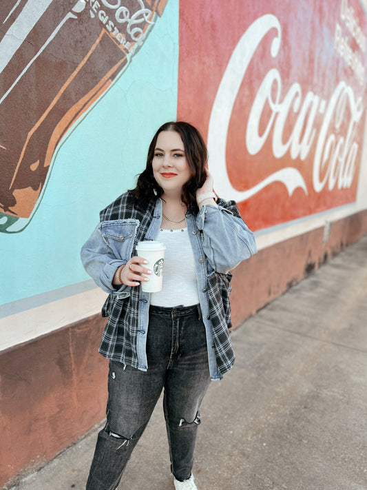 CURVY/REG Sawyer Plaid Denim Shacket