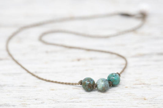 Chrysocolla Triple Knotted Necklace