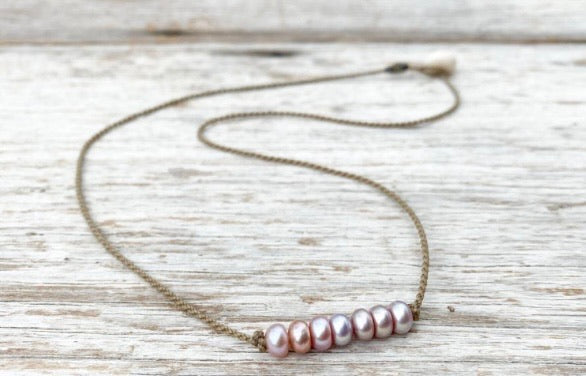 Bohemian Pearl Rondelle Petite Necklace || Choose Color