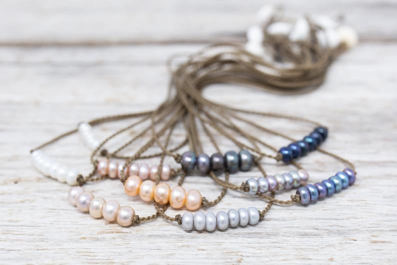 Bohemian Pearl Rondelle Petite Necklace || Choose Color