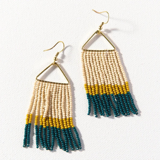 Peacock Citron Fringe Earrings