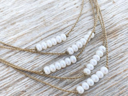 Bohemian Pearl Rondelle Petite Necklace || Choose Color