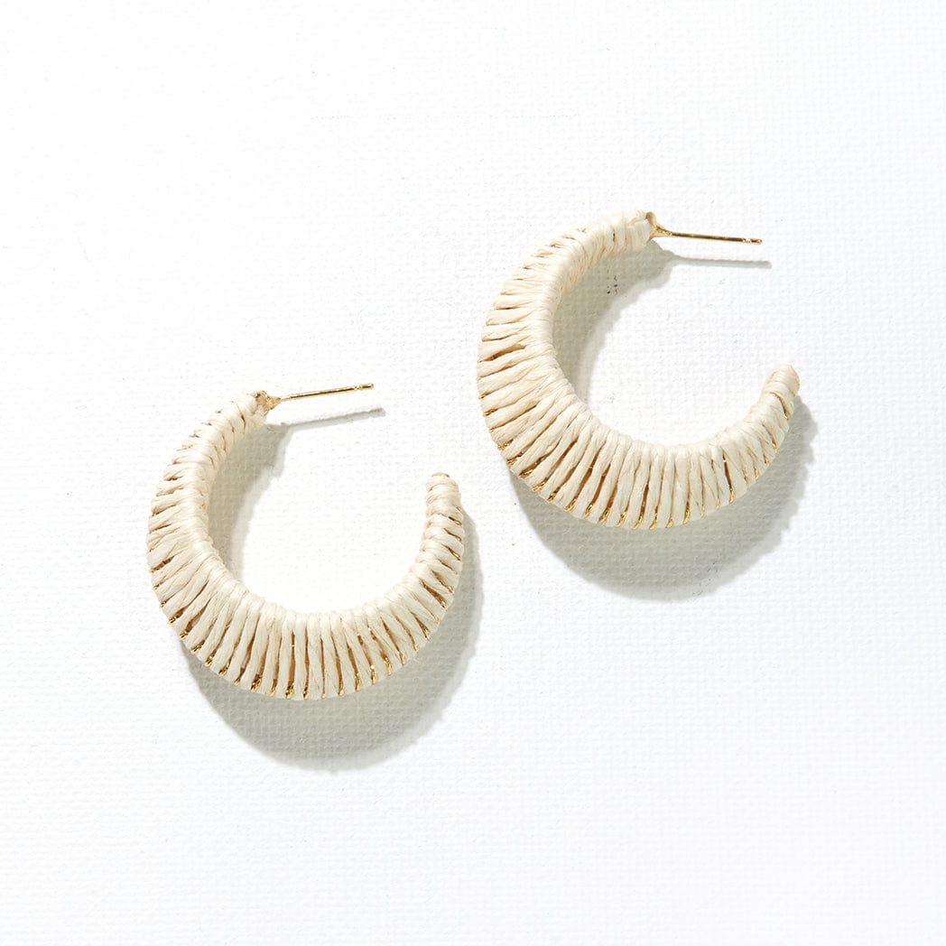 Ivory Raffia Wrapped Hoops